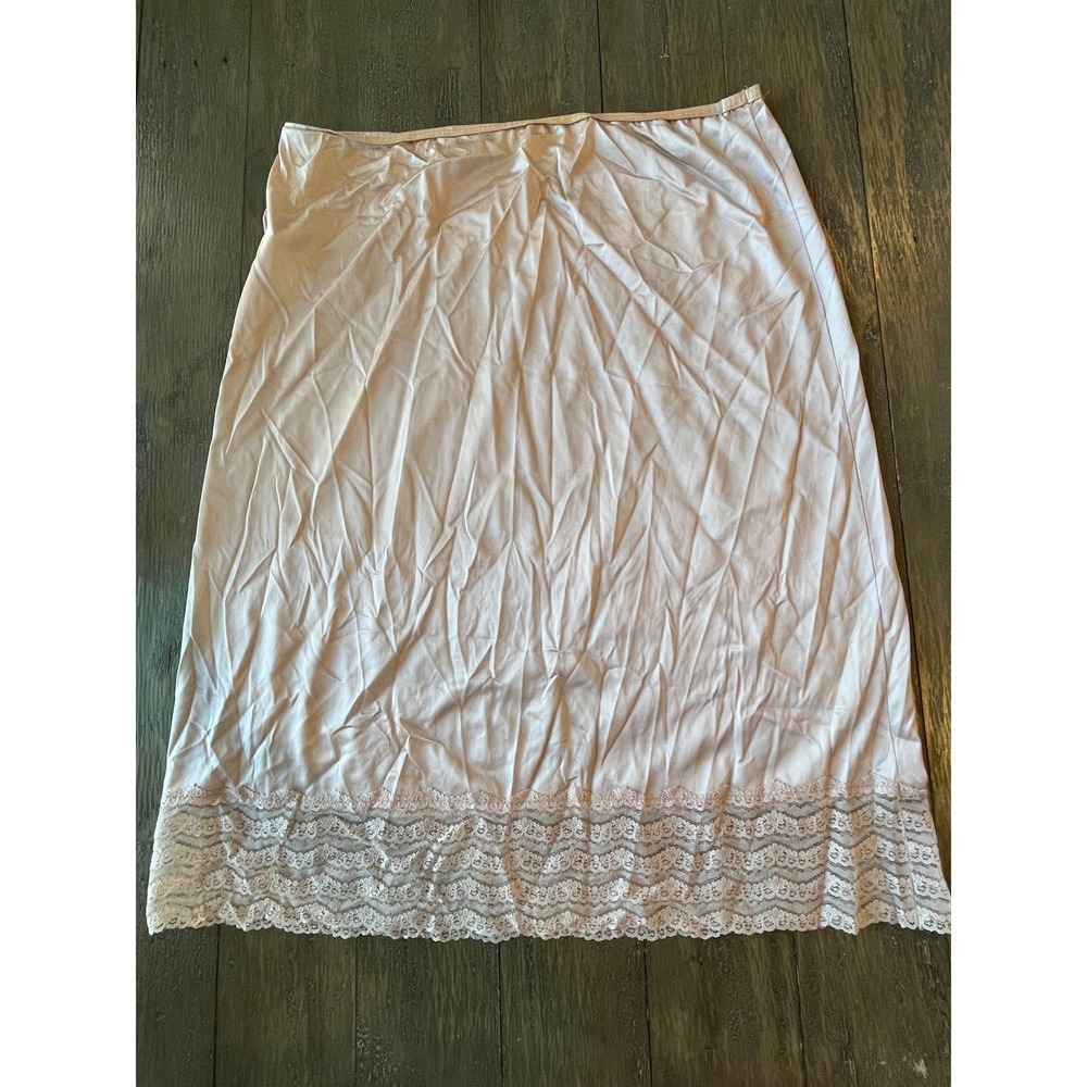 Vintage Henson Kickernick Lace Trim Half Slip Rose Antron III Nylon Large USA